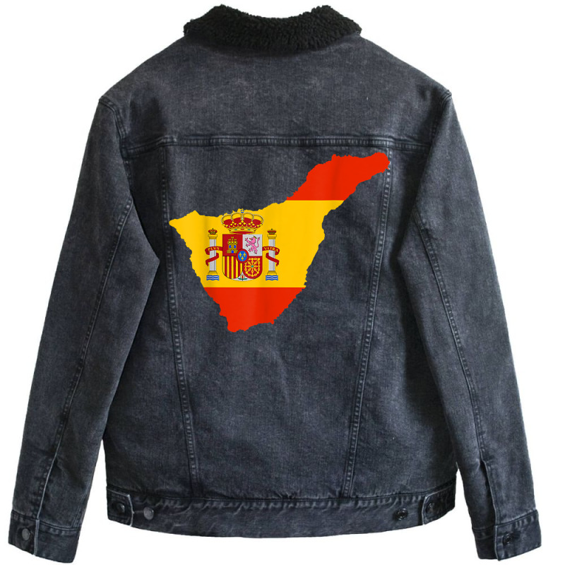 Spain Flag In Tenerife Outline   Tenerife T Shirt Unisex Sherpa-Lined Denim Jacket by veroniquetour3tz | Artistshot