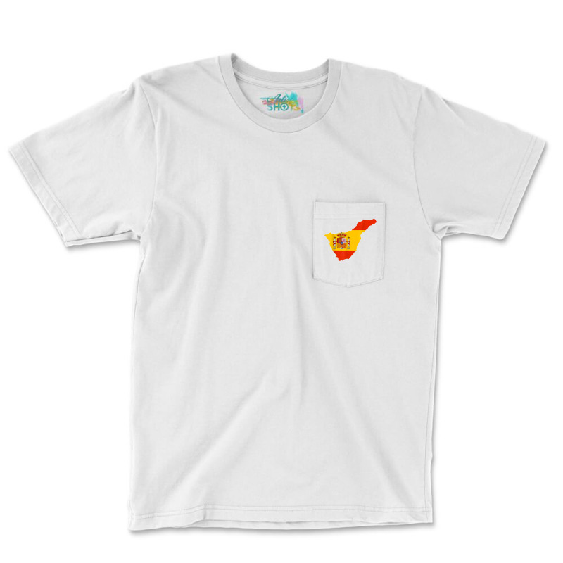 Spain Flag In Tenerife Outline   Tenerife T Shirt Pocket T-Shirt by veroniquetour3tz | Artistshot