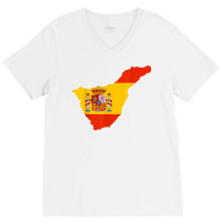 Spain Flag In Tenerife Outline   Tenerife T Shirt V-neck Tee | Artistshot