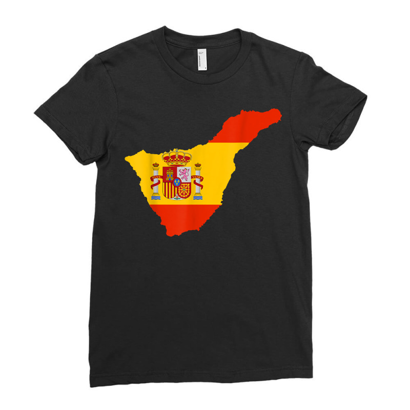 Spain Flag In Tenerife Outline   Tenerife T Shirt Ladies Fitted T-Shirt by veroniquetour3tz | Artistshot