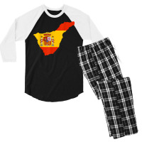 Spain Flag In Tenerife Outline   Tenerife T Shirt Men's 3/4 Sleeve Pajama Set | Artistshot