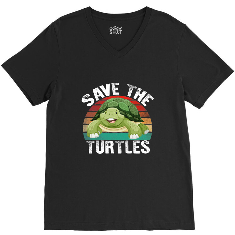 Save The Turtles Shirt V-neck Tee | Artistshot