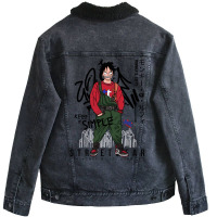 Anime Luffy Strawhat Streetwear Onepiece Unisex Sherpa-lined Denim Jacket | Artistshot