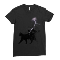 Black Cat Lightning And Metal Ladies Fitted T-shirt | Artistshot