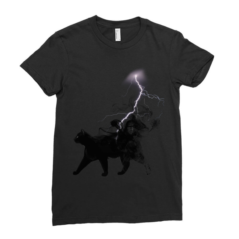 Black Cat Lightning And Metal Ladies Fitted T-Shirt by CAMMIGRAHAM | Artistshot