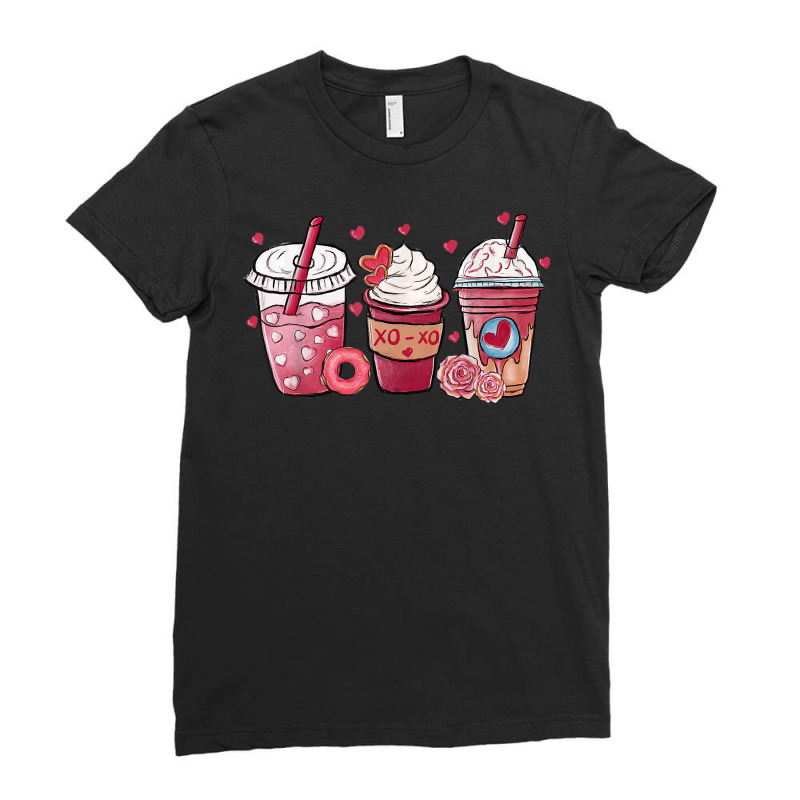 Valentine Coffee Heart Iced Coffee Lover Valentine Day Women T Shirt Ladies Fitted T-Shirt by cordellwerw56r | Artistshot