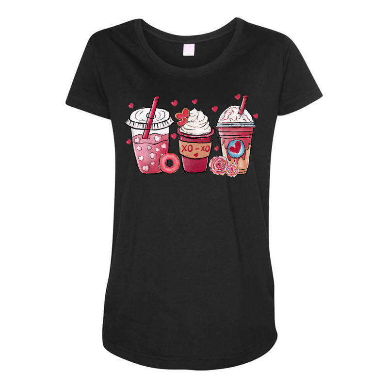 Valentine Coffee Heart Iced Coffee Lover Valentine Day Women T Shirt Maternity Scoop Neck T-shirt by cordellwerw56r | Artistshot