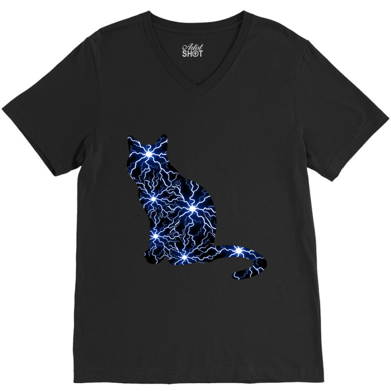 Cat Lightning V-neck Tee | Artistshot