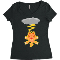 Cat Lightning  Funny Women's Triblend Scoop T-shirt | Artistshot