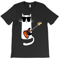 Funny Cat Wearing Sunglasses Playing Bass Guitar T-shirt | Artistshot