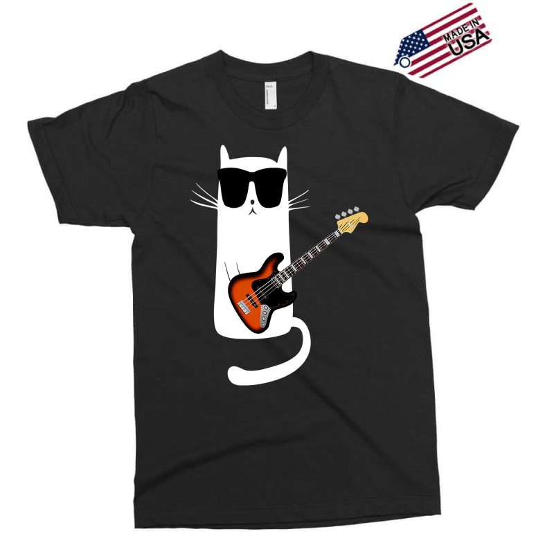 Funny Cat Wearing Sunglasses Playing Bass Guitar Exclusive T-shirt by JamesArtists | Artistshot