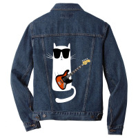 Funny Cat Wearing Sunglasses Playing Bass Guitar Men Denim Jacket | Artistshot