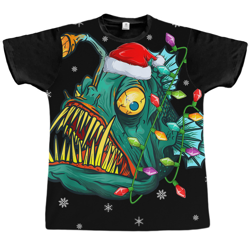 Anglerfish Xmas Lighting Reindeer Hat Anglerfish Christmas T Shirt Graphic T-shirt by dennh | Artistshot