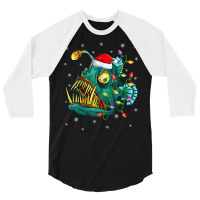 Anglerfish Xmas Lighting Reindeer Hat Anglerfish Christmas T Shirt 3/4 Sleeve Shirt | Artistshot