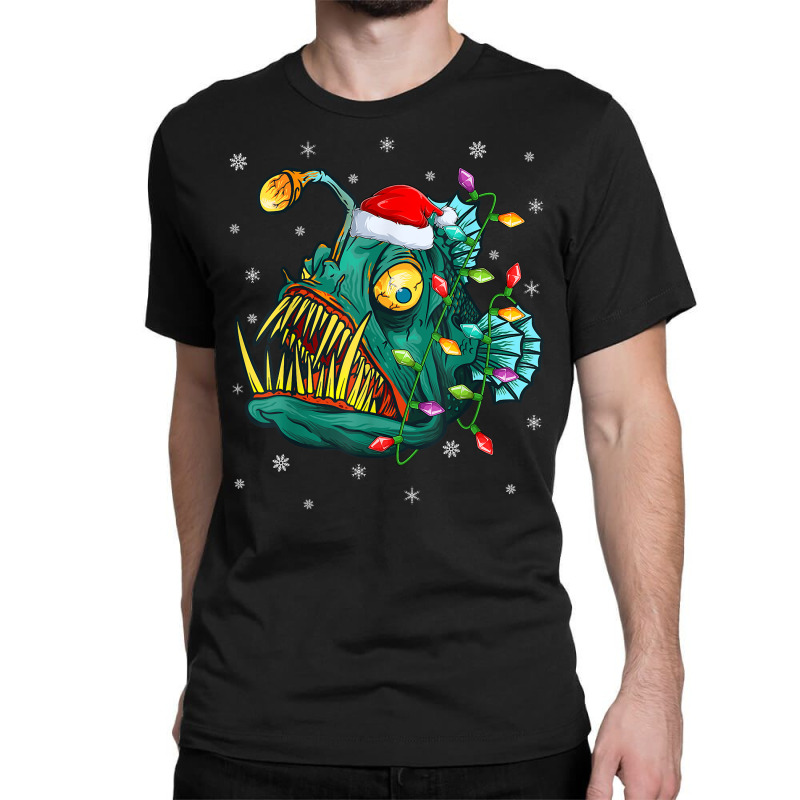 Anglerfish Xmas Lighting Reindeer Hat Anglerfish Christmas T Shirt Classic T-shirt by dennh | Artistshot