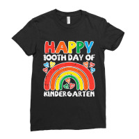 Trending Happy 100th Day Of Kindergarten Rainbow 100 Days Teacher Kid Ladies Fitted T-shirt | Artistshot