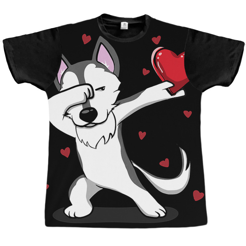 Funny Dabbing Husky Heart Valentine S Day Gift Boys Girls Graphic T-shirt | Artistshot