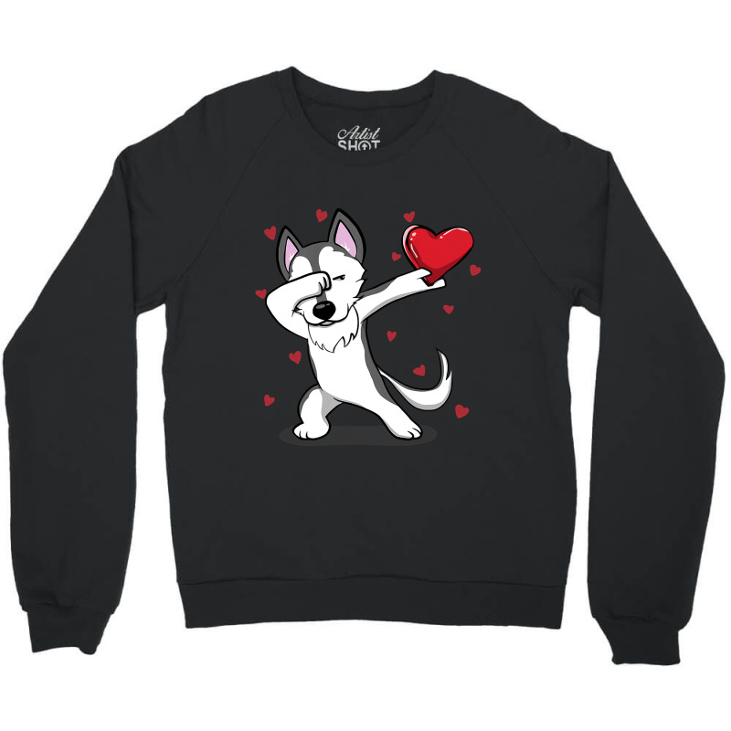 Funny Dabbing Husky Heart Valentine S Day Gift Boys Girls Crewneck Sweatshirt | Artistshot