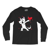 Funny Dabbing Husky Heart Valentine S Day Gift Boys Girls Long Sleeve Shirts | Artistshot