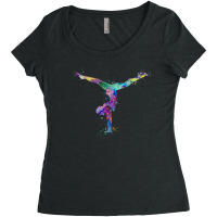 Girl Gymnastics Handstand Watercolor Silhouette Women's Triblend Scoop T-shirt | Artistshot