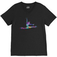 Girl Gymnastics Twine Watercolor Sport Gift V-neck Tee | Artistshot