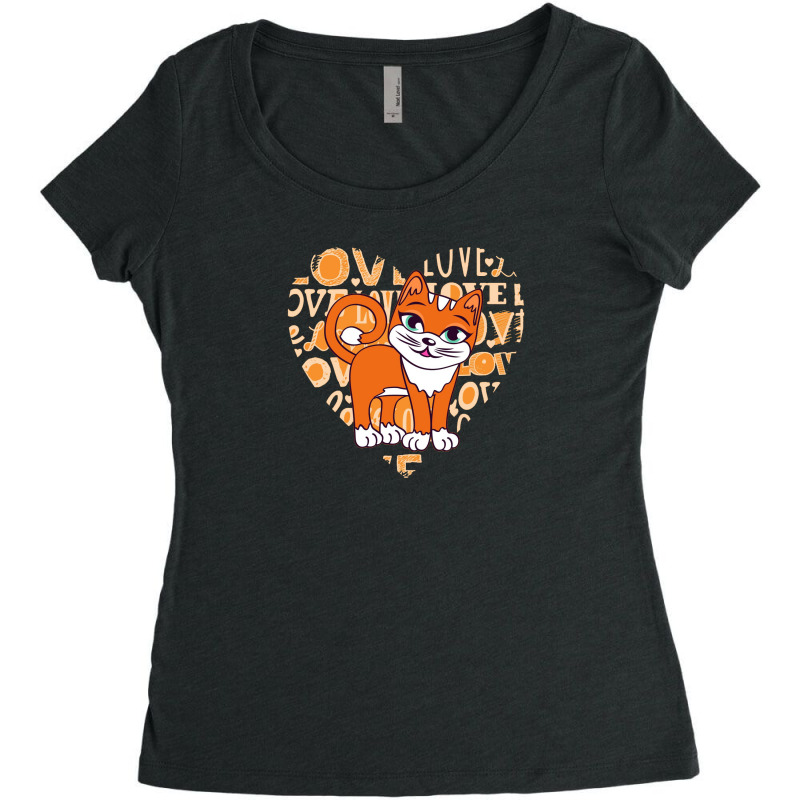 Cat 1 Women's Triblend Scoop T-shirt by First Art | Artistshot