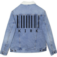 Kirk Barcode Black Text Unisex Sherpa-lined Denim Jacket | Artistshot