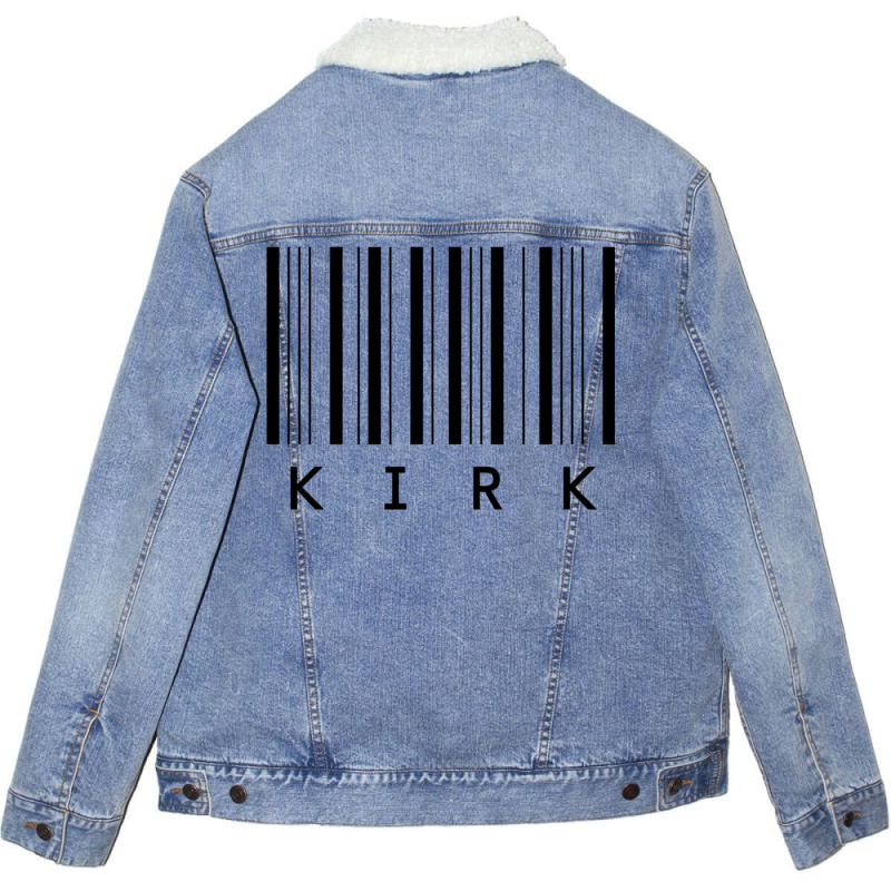 Kirk Barcode Black Text Unisex Sherpa-lined Denim Jacket | Artistshot