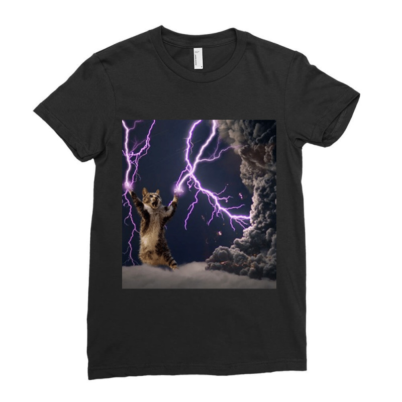 Cat Lightning  Lightning Cat Ladies Fitted T-Shirt by CAMMIGRAHAM | Artistshot