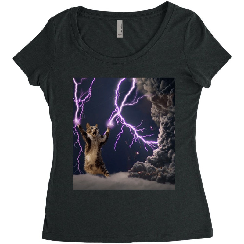 Cat Lightning  Lightning Cat Women's Triblend Scoop T-shirt by CAMMIGRAHAM | Artistshot