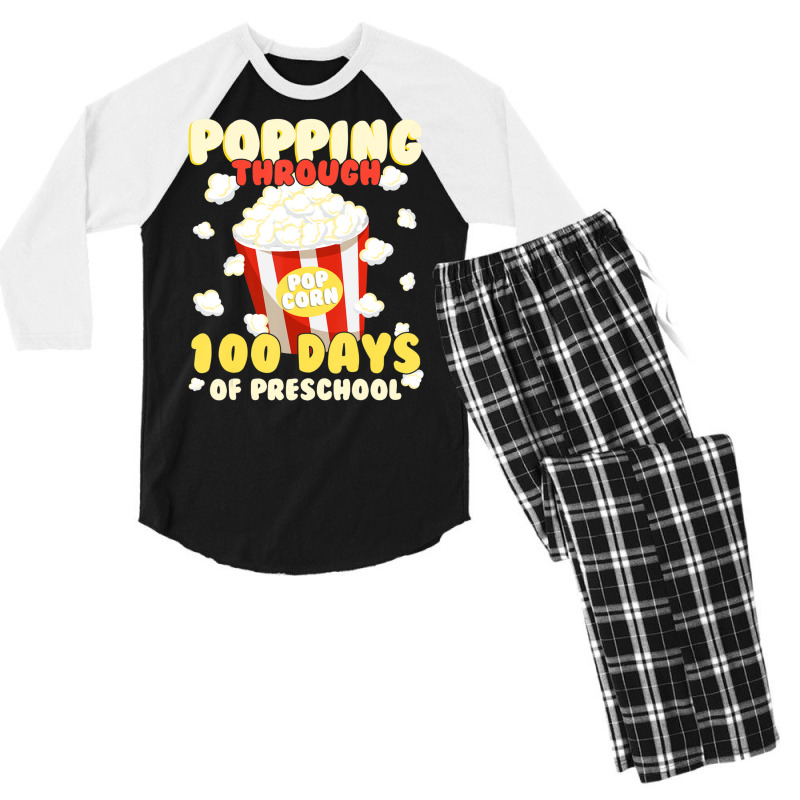 Limited Edition 100 Days Smarter Popping Through 100 Days Of Preschool Men's 3/4 Sleeve Pajama Set | Artistshot