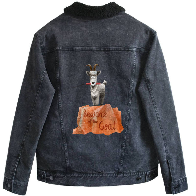 Big Thunder Mountain Railroad Train  Beware Of The Goat   Dynamite Is  Unisex Sherpa-lined Denim Jacket | Artistshot