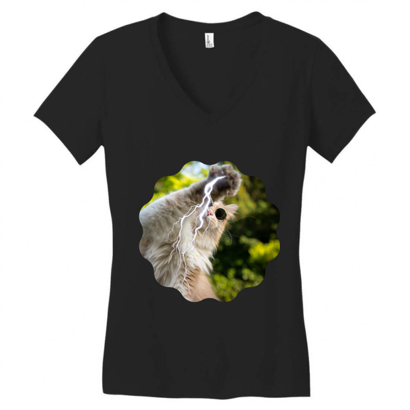 Cat Lightning Of A Cute Persian Cat With White Lightning Paws  Cat Art Women's V-Neck T-Shirt by CAMMIGRAHAM | Artistshot