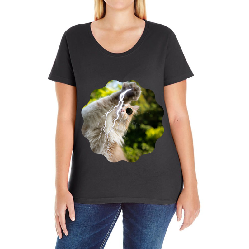 Cat Lightning Of A Cute Persian Cat With White Lightning Paws  Cat Art Ladies Curvy T-Shirt by CAMMIGRAHAM | Artistshot