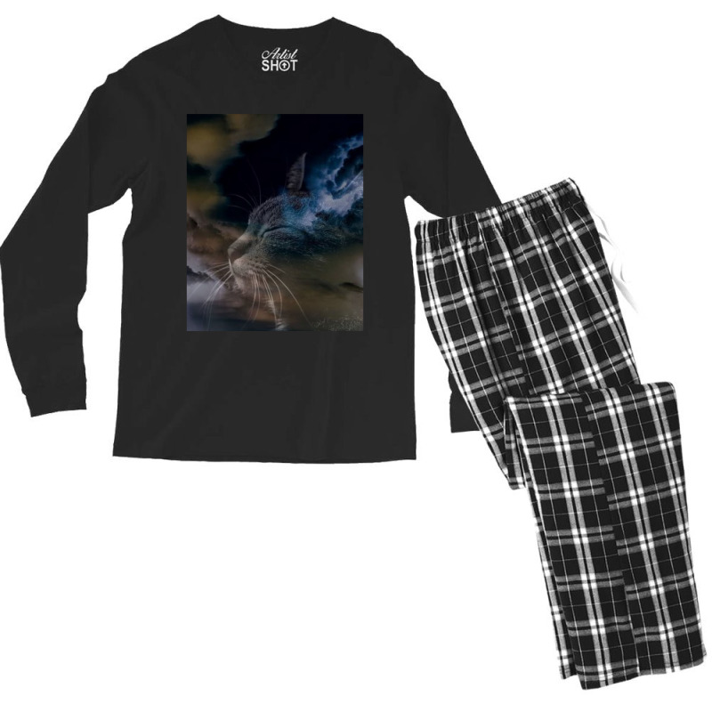 Cat Lightning Of A Cute Tabby Cat Amongst The Dark Clouds And Thunder  Men's Long Sleeve Pajama Set by CAMMIGRAHAM | Artistshot