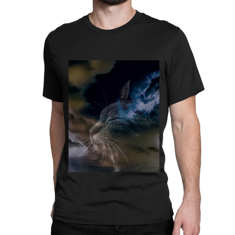 Cat Lightning Of A Cute Tabby Cat Amongst The Dark Clouds And Thunder  Classic T-shirt by CAMMIGRAHAM | Artistshot