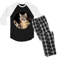 Cat Lightning Of A Cute Tabby Cat With White Lightning  Cat Art Gifts  Men's 3/4 Sleeve Pajama Set | Artistshot