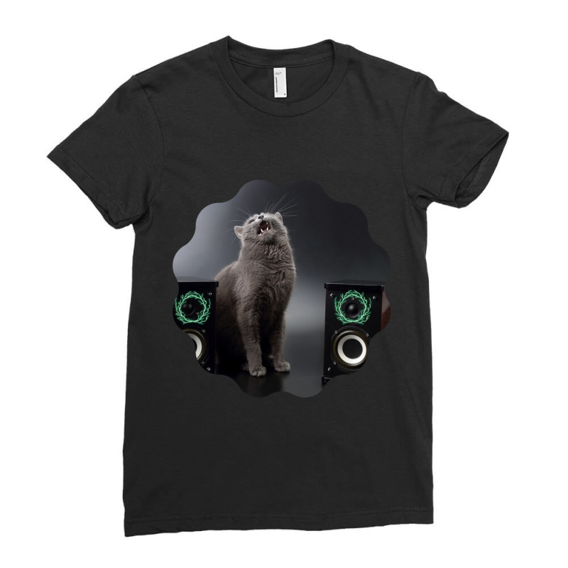 Cat Lightning Of A Super Cute Singing Russian Blue Cat With Lightning  Ladies Fitted T-Shirt by CAMMIGRAHAM | Artistshot