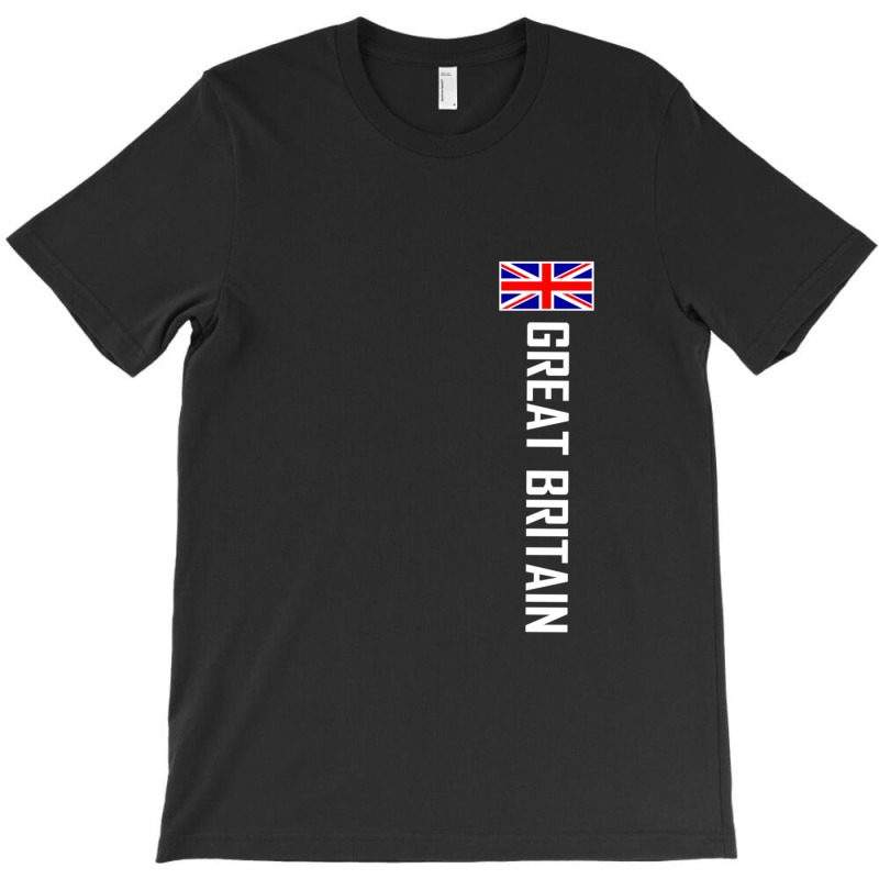 Great Britain Vertical With Flag White Text T-shirt | Artistshot