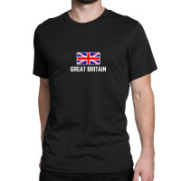 Great Britain With Flag White Text Classic T-shirt | Artistshot