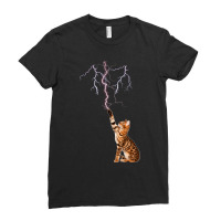 Cat Lightning. Cat Shooting Lightning. Ladies Fitted T-shirt | Artistshot