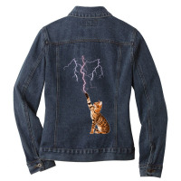 Cat Lightning. Cat Shooting Lightning. Ladies Denim Jacket | Artistshot