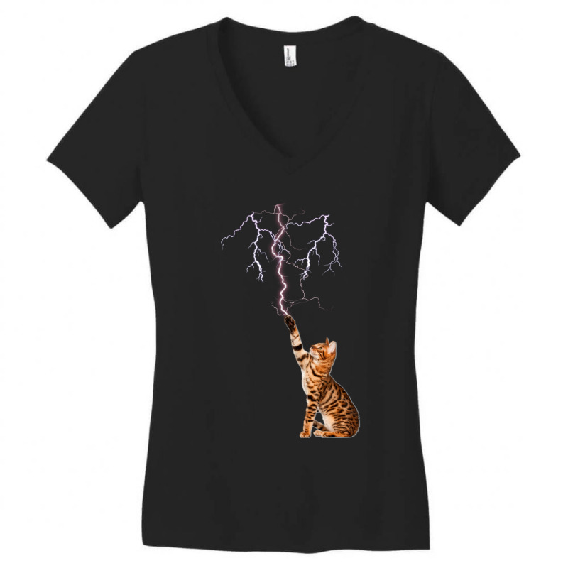 Cat Lightning. Cat Shooting Lightning. Women's V-Neck T-Shirt by CAMMIGRAHAM | Artistshot