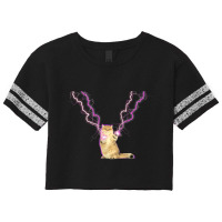 Cat Lightning. Cat With Lightning Hands Scorecard Crop Tee | Artistshot