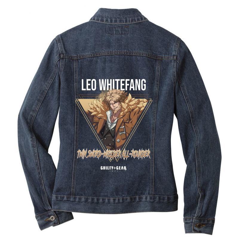 Guilty Gear Strive  Twin Swordwielder Allrounder Leo Whitefang 1 Ladies Denim Jacket by DevynGiorgio | Artistshot