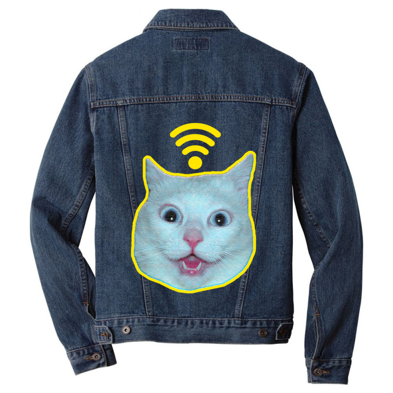 Cat Meme  Free Wifi Men Denim Jacket by CAMMIGRAHAM | Artistshot