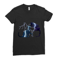 Cool Cat Lightning Thunder Design Gift For Dad And Mom Ladies Fitted T-shirt | Artistshot