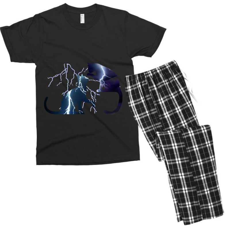 Cool Cat Lightning Thunder Design Gift For Dad And Mom Men's T-shirt Pajama Set by CAMMIGRAHAM | Artistshot