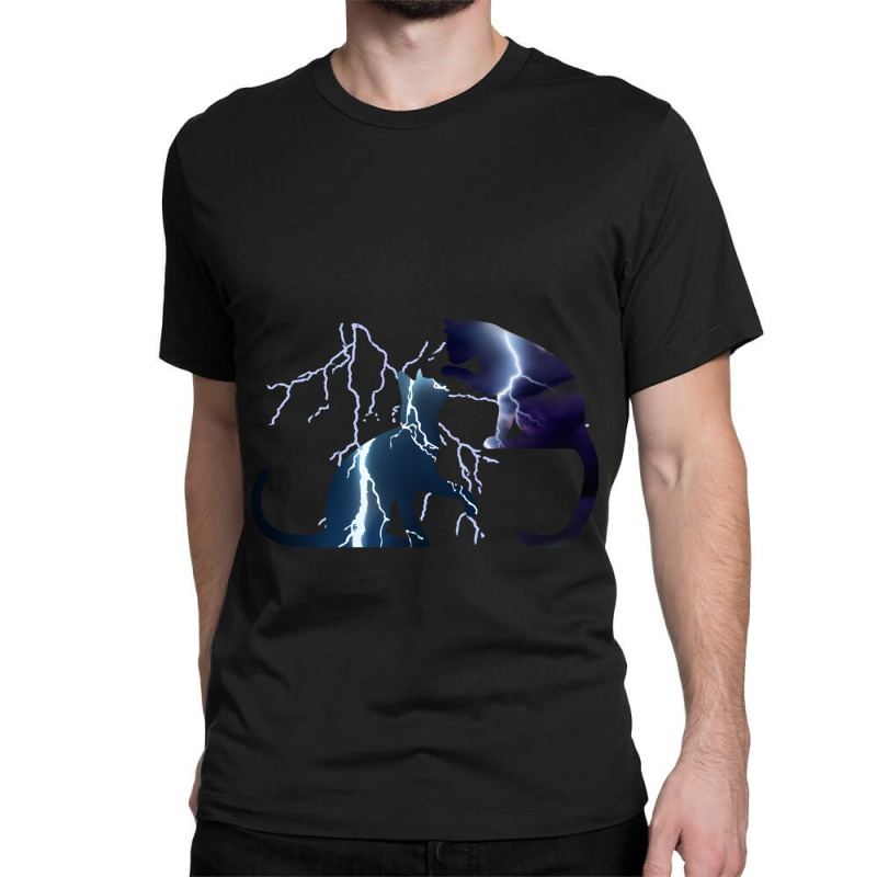 Cool Cat Lightning Thunder Design Gift For Dad And Mom Classic T-shirt by CAMMIGRAHAM | Artistshot