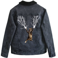 Lightning Cat Unisex Sherpa-lined Denim Jacket | Artistshot